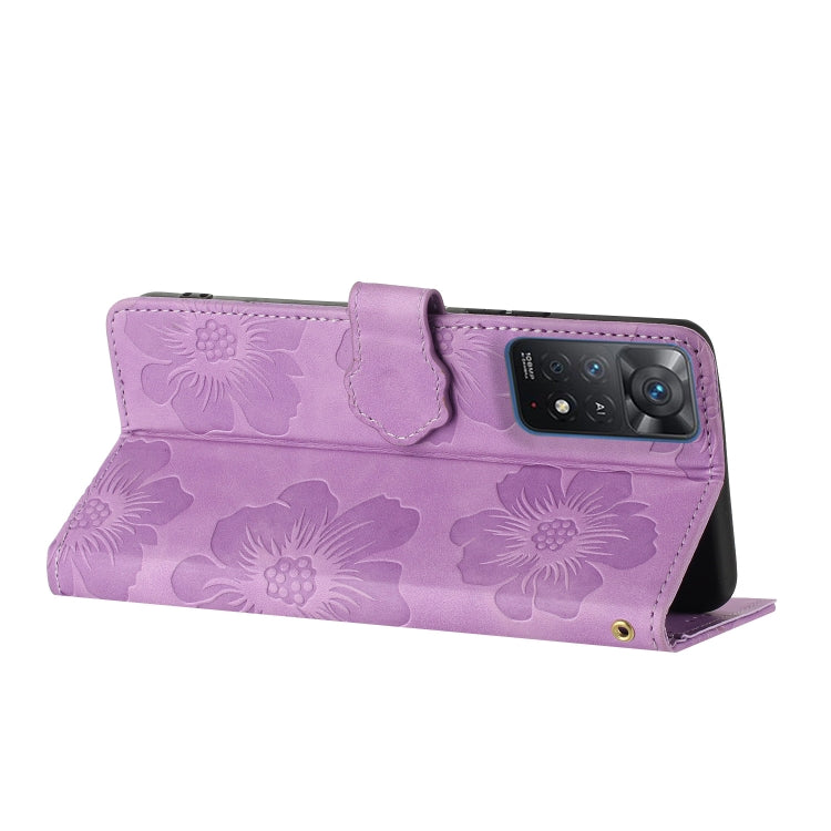 For Xiaomi Redmi Note 11 Pro 5G Global Flower Embossing Pattern Leather Phone Case(Purple) - free shipping - PMC TechLife - Order now!