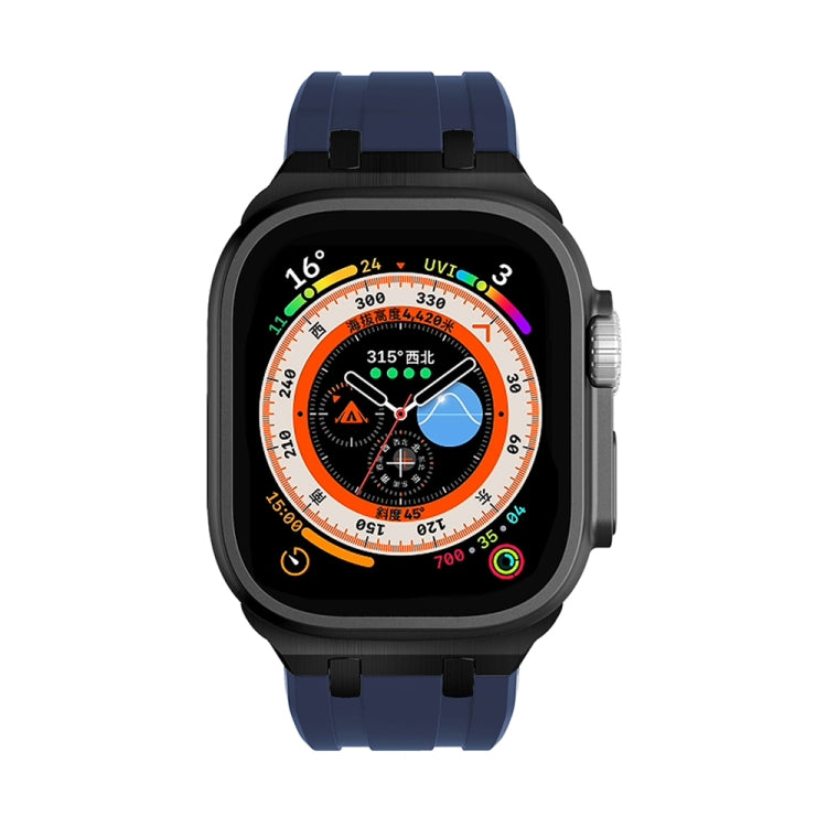 AP Silicone Watch Band For Apple Watch 8 41mm(Black Blue) - Watch Bands by PMC TechLife | Online Shopping South Africa | PMC TechLife