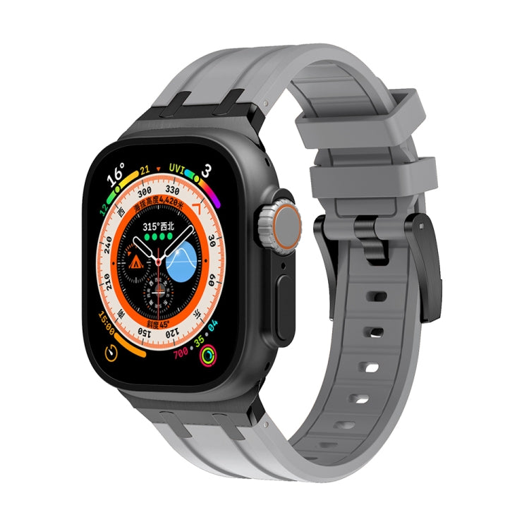 AP Silicone Watch Band For Apple Watch 8 41mm(Black Grey) - Watch Bands by PMC TechLife | Online Shopping South Africa | PMC TechLife