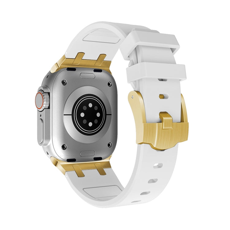 AP Silicone Watch Band For Apple Watch 8 41mm(Gold White) - Watch Bands by PMC TechLife | Online Shopping South Africa | PMC TechLife