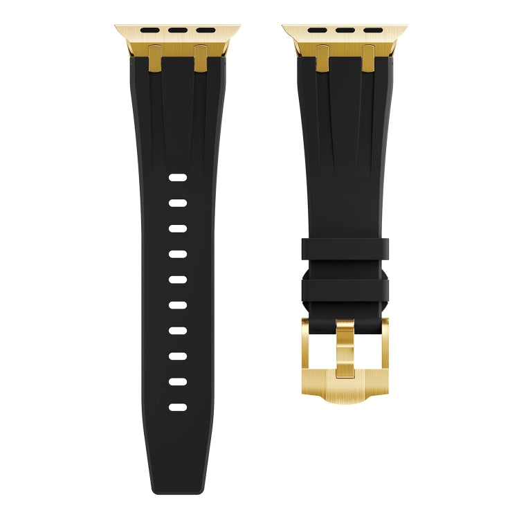AP Silicone Watch Band For Apple Watch 8 45mm(Gold Black) - Watch Bands by PMC TechLife | Online Shopping South Africa | PMC TechLife