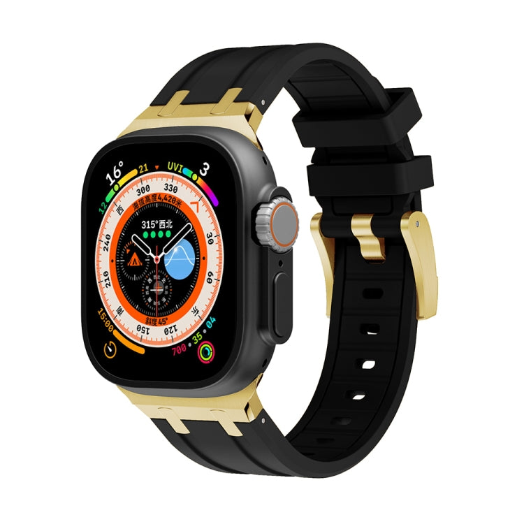 AP Silicone Watch Band For Apple Watch 7 41mm(Gold Black) - Watch Bands by PMC TechLife | Online Shopping South Africa | PMC TechLife