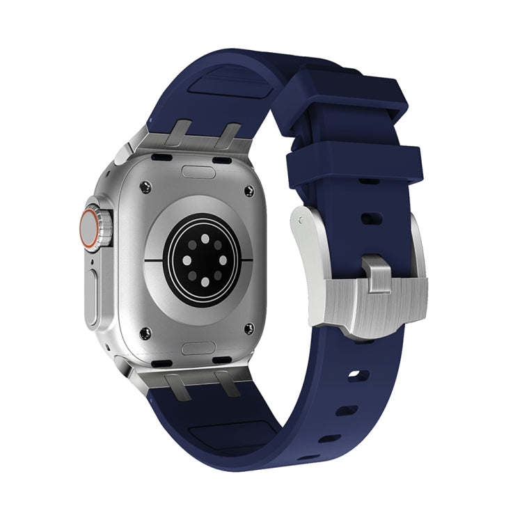 AP Silicone Watch Band For Apple Watch 7 45mm(Silver Blue) - Watch Bands by PMC TechLife | Online Shopping South Africa | PMC TechLife