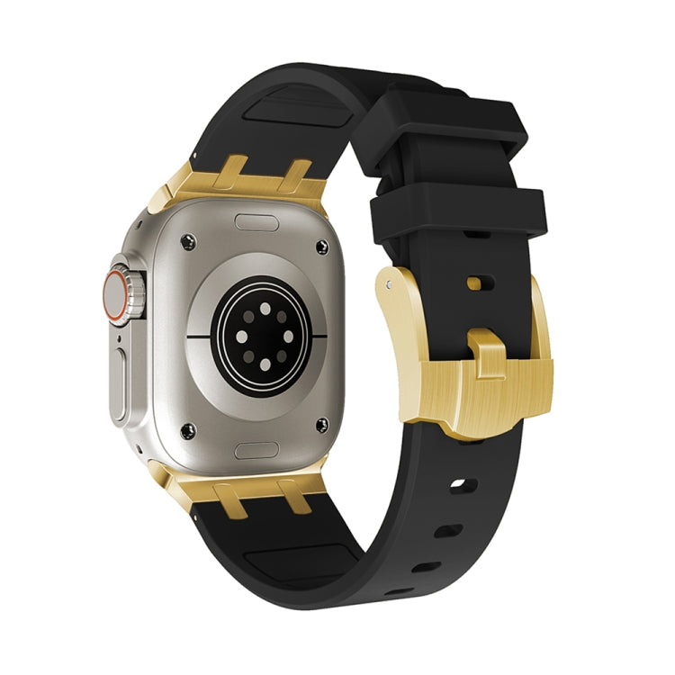 AP Silicone Watch Band For Apple Watch SE 2022 44mm(Gold Black) - Watch Bands by PMC TechLife | Online Shopping South Africa | PMC TechLife