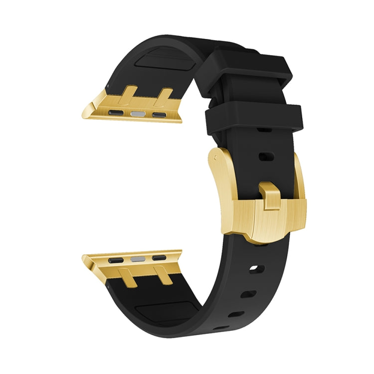 AP Silicone Watch Band For Apple Watch 6 44mm(Gold Black) - Watch Bands by PMC TechLife | Online Shopping South Africa | PMC TechLife