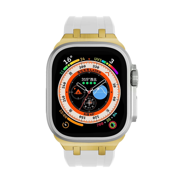 AP Silicone Watch Band For Apple Watch 6 44mm(Gold White) - Watch Bands by PMC TechLife | Online Shopping South Africa | PMC TechLife