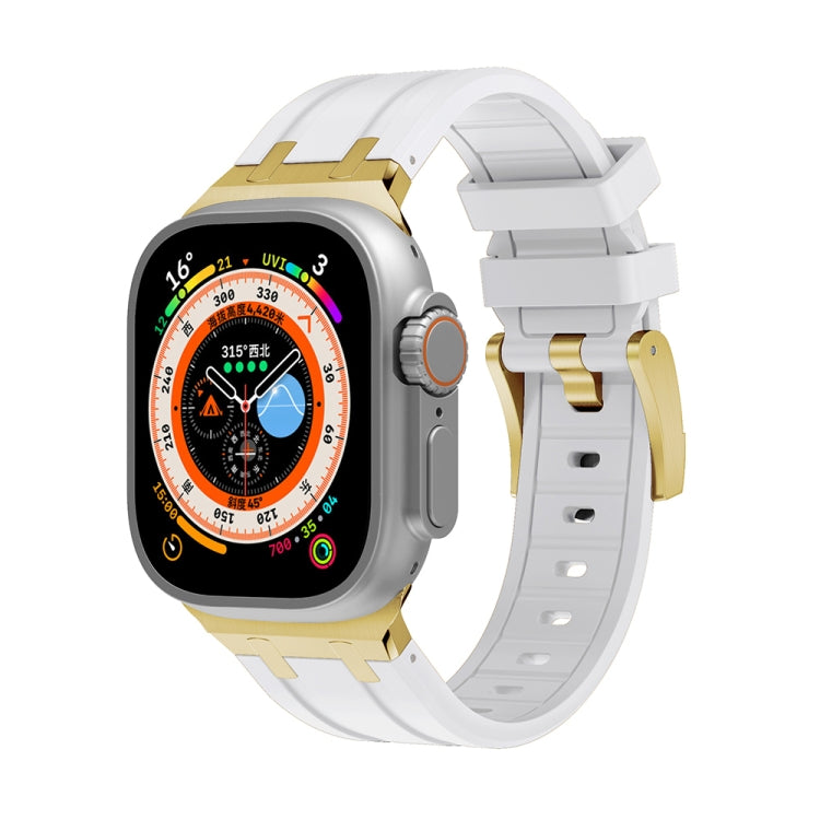 AP Silicone Watch Band For Apple Watch 3 38mm(Gold White) - Watch Bands by PMC TechLife | Online Shopping South Africa | PMC TechLife