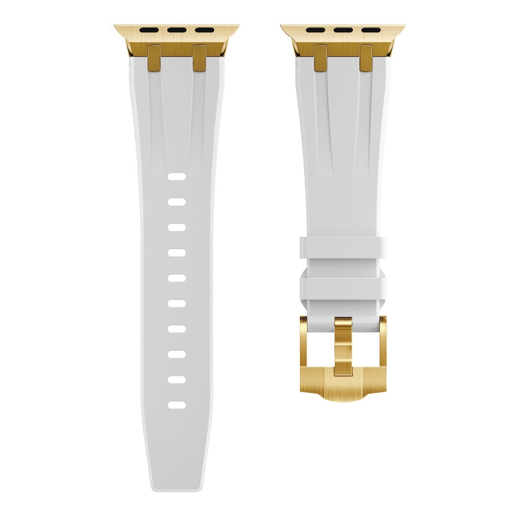 AP Silicone Watch Band For Apple Watch 3 38mm(Gold White) - Watch Bands by PMC TechLife | Online Shopping South Africa | PMC TechLife
