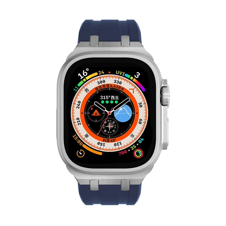 AP Silicone Watch Band For Apple Watch 38mm(Silver Blue) - Watch Bands by PMC TechLife | Online Shopping South Africa | PMC TechLife