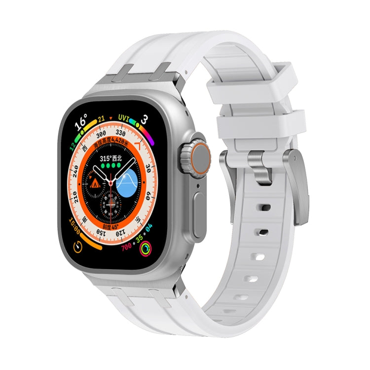 AP Silicone Watch Band For Apple Watch 9 41mm(Silver White) - Watch Bands by PMC TechLife | Online Shopping South Africa | PMC TechLife