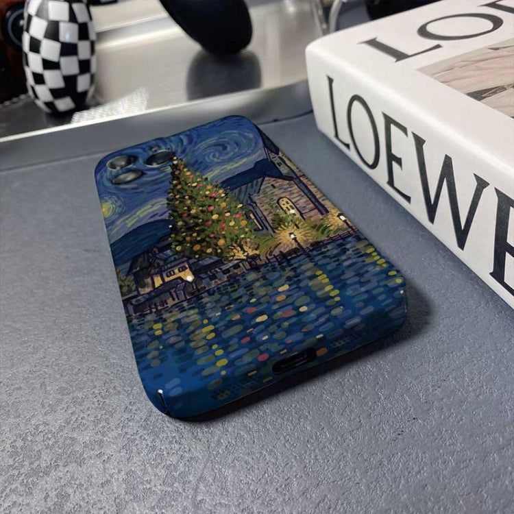 For iPhone 14 Plus Precise Hole Oil Painting Pattern PC Phone Case(Castle) - iPhone 14 Plus Cases by PMC TechLife | Online Shopping South Africa | PMC TechLife