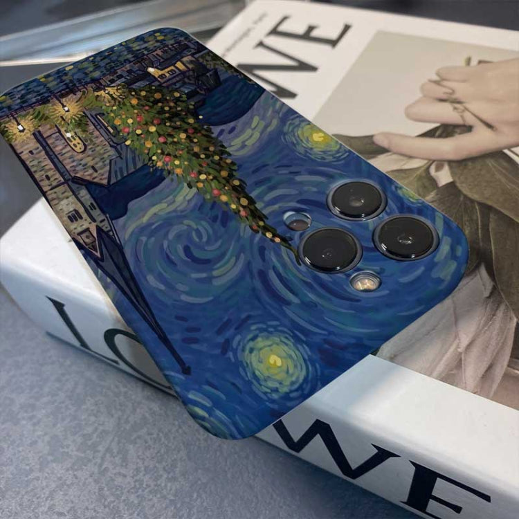 For iPhone 13 Precise Hole Oil Painting Pattern PC Phone Case(Boating) - free shipping - PMC TechLife - Order now!