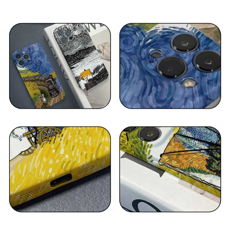For iPhone 12 Pro Max Precise Hole Oil Painting Pattern PC Phone Case(Train) - iPhone 12 Pro Max Cases by PMC TechLife | Online Shopping South Africa | PMC TechLife