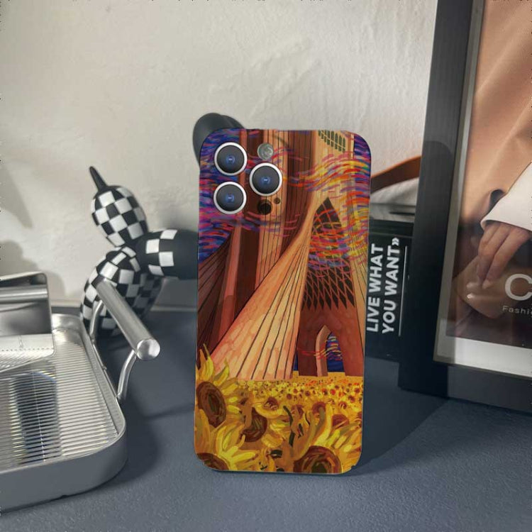 For iPhone X / XS Precise Hole Oil Painting Pattern PC Phone Case(Architectural Painting) - More iPhone Cases by PMC TechLife | Online Shopping South Africa | PMC TechLife