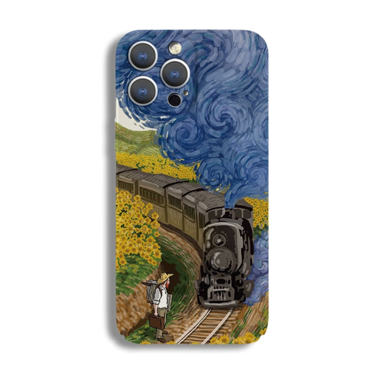 For iPhone XR Precise Hole Oil Painting Pattern PC Phone Case(Train) - More iPhone Cases by PMC TechLife | Online Shopping South Africa | PMC TechLife