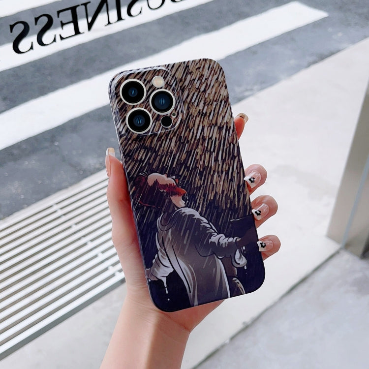 For iPhone 13 mini Precise Hole Oil Painting Pattern PC Phone Case(Rain) - iPhone 13 mini Cases by PMC TechLife | Online Shopping South Africa | PMC TechLife