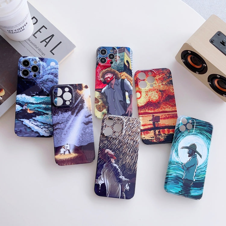 For iPhone 13 Pro Max Precise Hole Oil Painting Pattern PC Phone Case(Rain) - iPhone 13 Pro Max Cases by PMC TechLife | Online Shopping South Africa | PMC TechLife