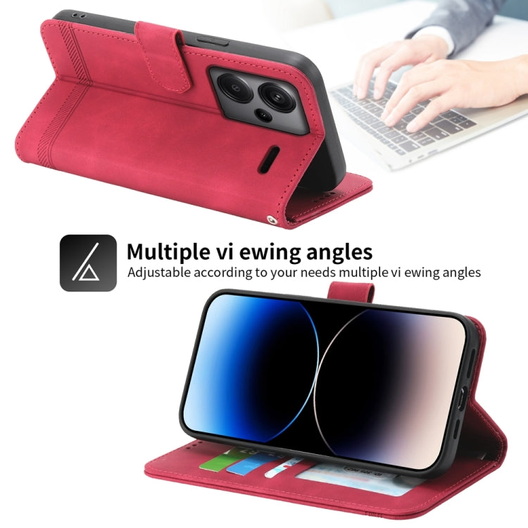 For Xiaomi Redmi Note 13 Pro+ Dierfeng Dream Line TPU + PU Leather Phone Case(Red) -  by PMC TechLife | Online Shopping South Africa | PMC TechLife | Buy Now Pay Later Mobicred