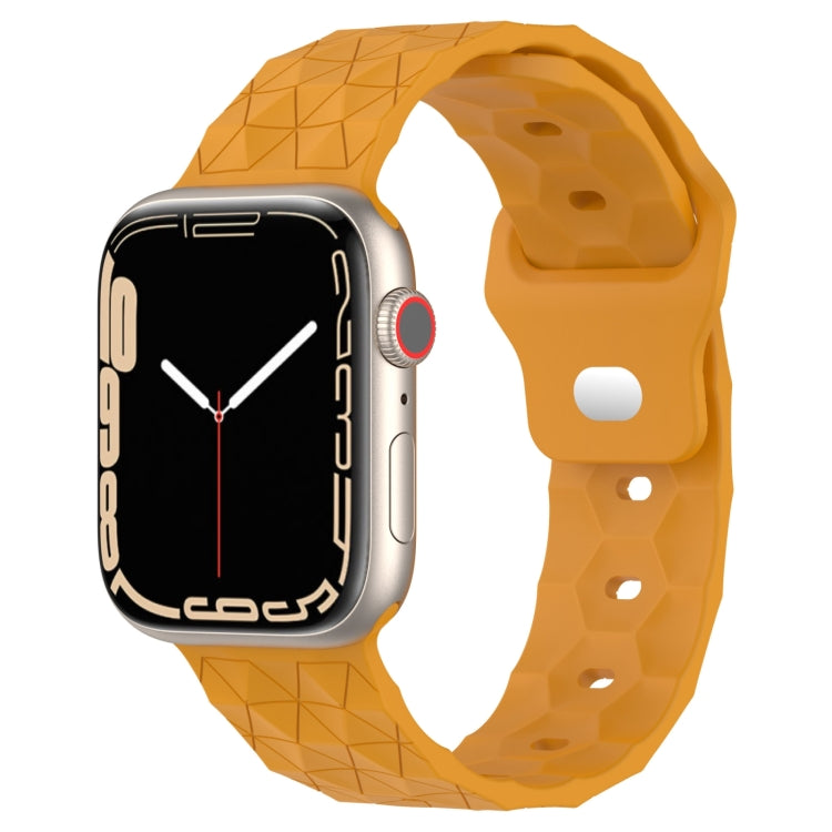 Football Texture Silicone Watch Band For Apple Watch 9 45mm(Yellow) - Watch Bands by PMC TechLife | Online Shopping South Africa | PMC TechLife