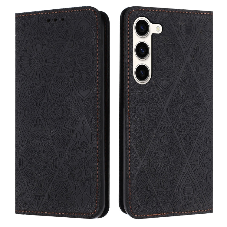 For Samsung Galaxy S23 5G Ethnic Embossed Adsorption Leather Phone Case(Black) - free shipping - PMC TechLife - Order now!