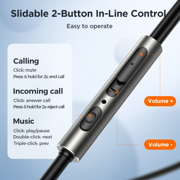 JOYROOM JR-EW03 3.5mm In-Ear Metal Wired Earphone, Length: 1.2m(Black) - In Ear Wired Earphone by JOYROOM | Online Shopping South Africa | PMC TechLife