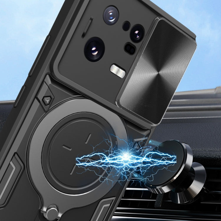 For Xiaomi 13 Pro CD Texture Sliding Camshield Magnetic Holder Phone Case(Red) - free shipping - PMC TechLife - Order now!