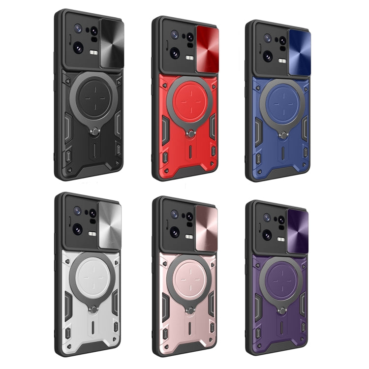 For Xiaomi 13 Pro CD Texture Sliding Camshield Magnetic Holder Phone Case(Purple) - free shipping - PMC TechLife - Order now!