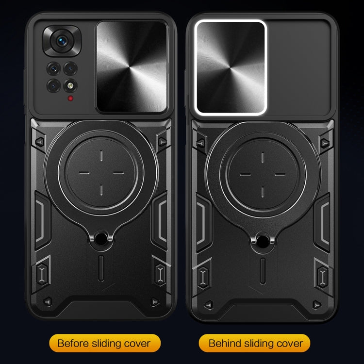 For Xiaomi Redmi Note 11 4G CD Texture Sliding Camshield Magnetic Holder Phone Case(Red) - free shipping - PMC TechLife - Order now!