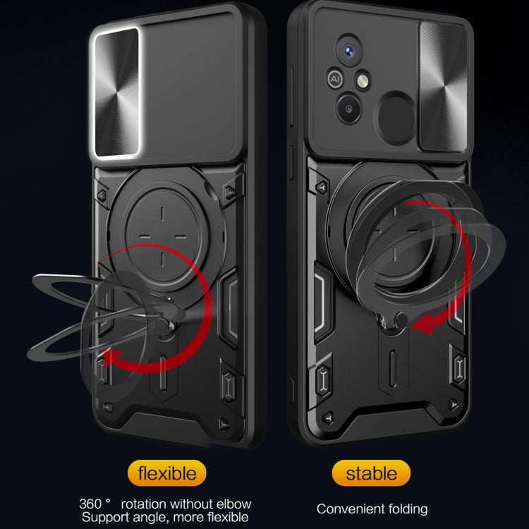 For Xiaomi Redmi 12C CD Texture Sliding Camshield Magnetic Holder Phone Case(Blue) - free shipping - PMC TechLife - Order now!