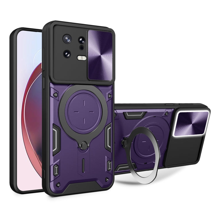For Xiaomi 13 CD Texture Sliding Camshield Magnetic Holder Phone Case(Purple) - free shipping - PMC TechLife - Order now!