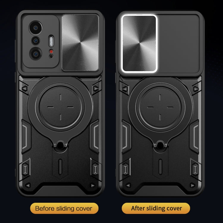 For Xiaomi 11T CD Texture Sliding Camshield Magnetic Holder Phone Case(Red) - free shipping - PMC TechLife - Order now!