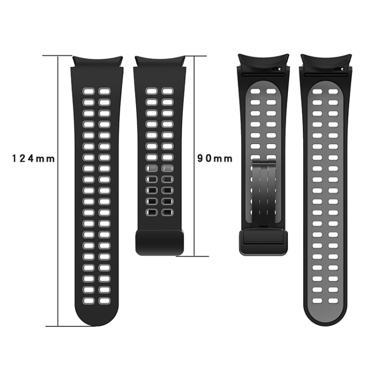 For Samsung Galaxy Watch5 Double-row Hole Folding Buckle Silicone Watch Band(Black Orange) - Watch Bands by PMC TechLife | Online Shopping South Africa | PMC TechLife