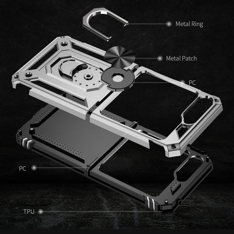 For Samsung Galaxy Z Flip5 Shockproof TPU + PC Phone Case with Holder(Silver) - free shipping - PMC TechLife - Order now!