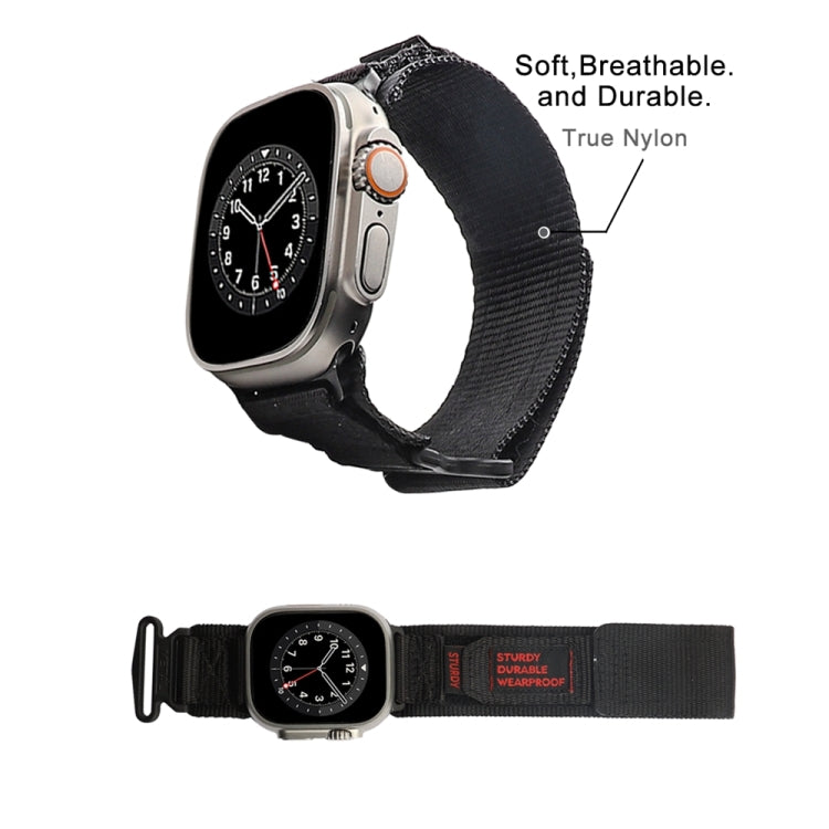 Nylon Two Section Watch Band For Apple Watch 8 45mm(Black) - Watch Bands by PMC TechLife | Online Shopping South Africa | PMC TechLife