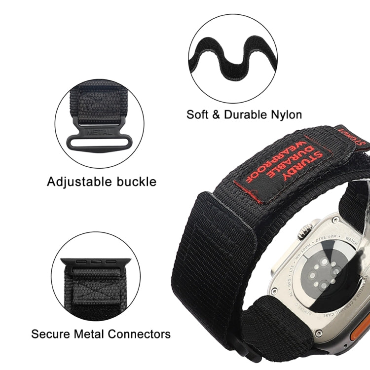 Nylon Two Section Watch Band For Apple Watch 8 45mm(Black) - Watch Bands by PMC TechLife | Online Shopping South Africa | PMC TechLife