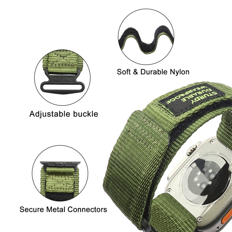 Nylon Two Section Watch Band For Apple Watch 6 44mm(Dark Green) - Watch Bands by PMC TechLife | Online Shopping South Africa | PMC TechLife