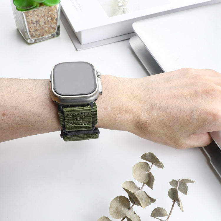 Nylon Two Section Watch Band For Apple Watch 6 44mm(Dark Green) - Watch Bands by PMC TechLife | Online Shopping South Africa | PMC TechLife