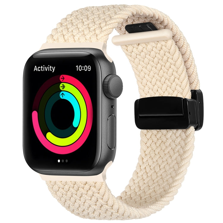 Magnetic Fold Clasp Woven Watch Band For Apple Watch SE 2022 44mm(Starlight Color) - Watch Bands by PMC TechLife | Online Shopping South Africa | PMC TechLife