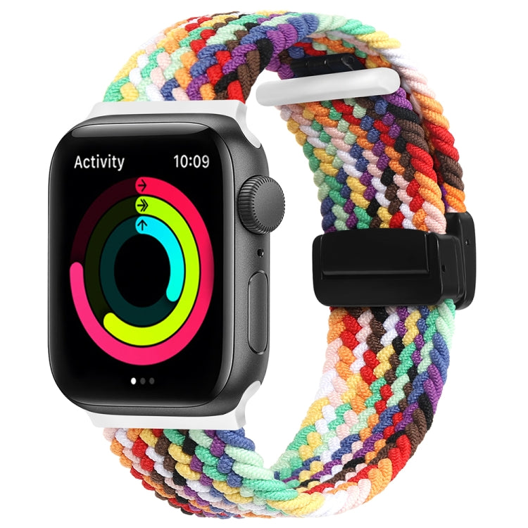 Magnetic Fold Clasp Woven Watch Band For Apple Watch SE 44mm(Rainbow Color) - Watch Bands by PMC TechLife | Online Shopping South Africa | PMC TechLife