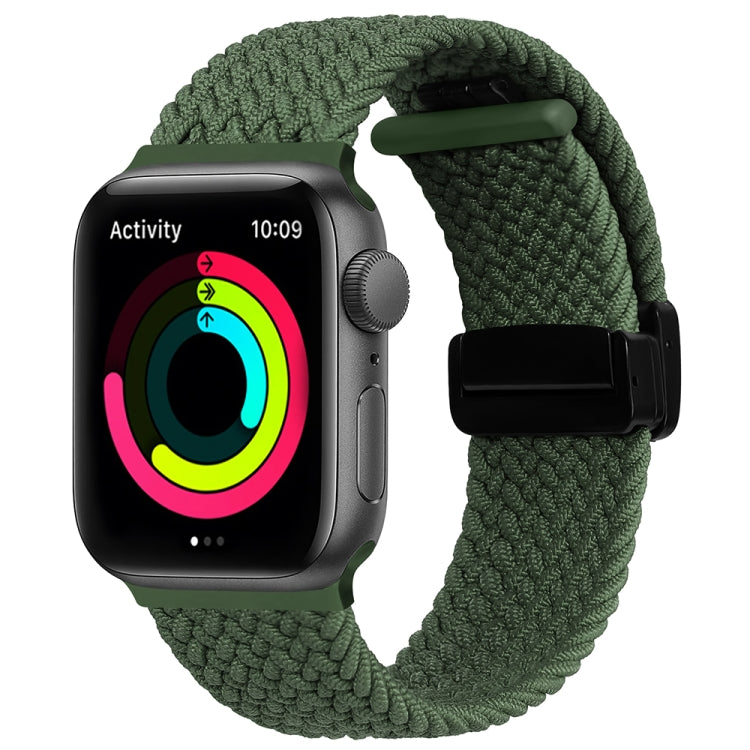 Magnetic Fold Clasp Woven Watch Band For Apple Watch SE 44mm(Green) - Watch Bands by PMC TechLife | Online Shopping South Africa | PMC TechLife