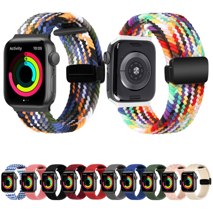 Magnetic Fold Clasp Woven Watch Band For Apple Watch 7 41mm(Black) - Watch Bands by PMC TechLife | Online Shopping South Africa | PMC TechLife
