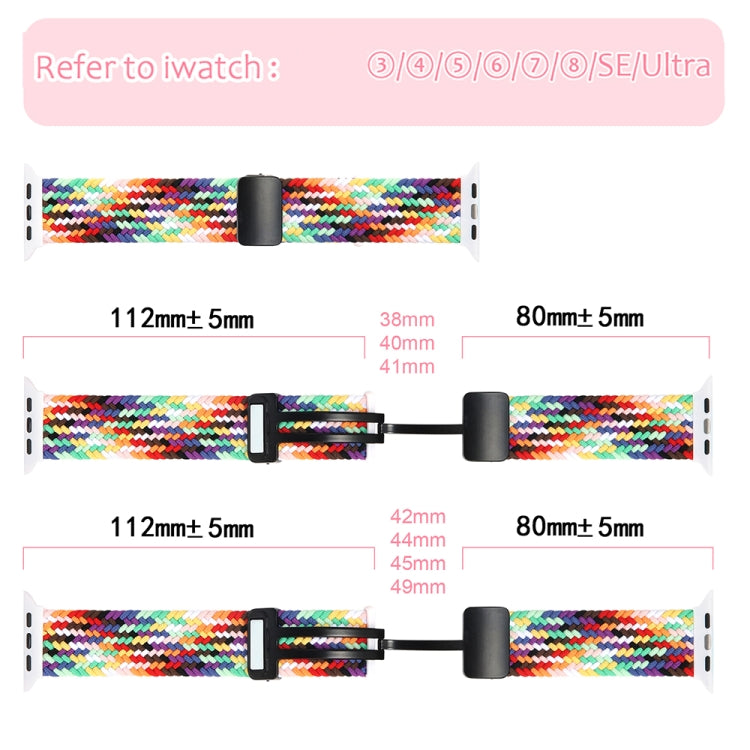 Magnetic Fold Clasp Woven Watch Band For Apple Watch 7 41mm(Black) - Watch Bands by PMC TechLife | Online Shopping South Africa | PMC TechLife