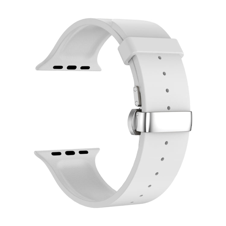 Metal Butterfly Buckle Silicone Watch Band For Apple Watch 4 40mm(White) - Watch Bands by PMC TechLife | Online Shopping South Africa | PMC TechLife