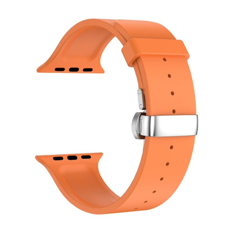 Metal Butterfly Buckle Silicone Watch Band For Apple Watch 2 42mm(Orange) - Watch Bands by PMC TechLife | Online Shopping South Africa | PMC TechLife