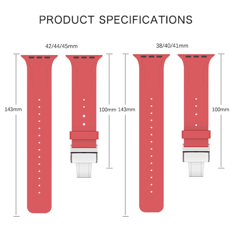 Metal Butterfly Buckle Silicone Watch Band For Apple Watch SE 2022 40mm(Red) - Watch Bands by PMC TechLife | Online Shopping South Africa | PMC TechLife