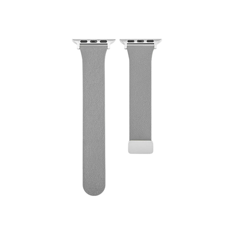 Sheepskin Texture Magnetic Folding Buckle Watch Band For Apple Watch 8 41mm(Grey) - Watch Bands by PMC TechLife | Online Shopping South Africa | PMC TechLife