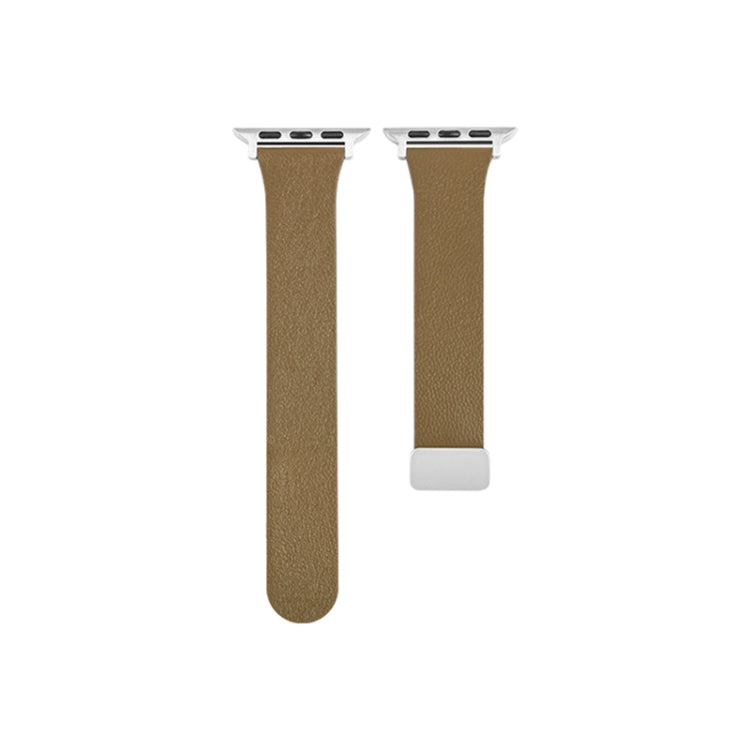 Sheepskin Texture Magnetic Folding Buckle Watch Band For Apple Watch 7 41mm(Light Brown) - Watch Bands by PMC TechLife | Online Shopping South Africa | PMC TechLife
