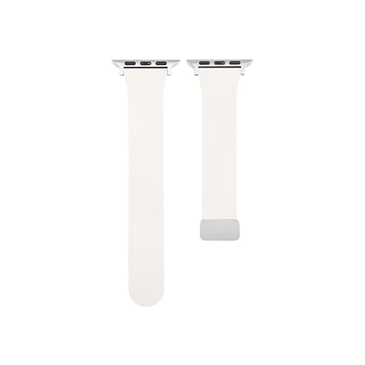 Sheepskin Texture Magnetic Folding Buckle Watch Band For Apple Watch 7 45mm(White) - Watch Bands by PMC TechLife | Online Shopping South Africa | PMC TechLife