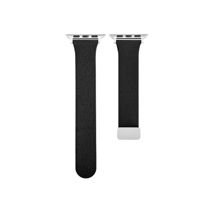 Sheepskin Texture Magnetic Folding Buckle Watch Band For Apple Watch SE 40mm(Black) - Watch Bands by PMC TechLife | Online Shopping South Africa | PMC TechLife