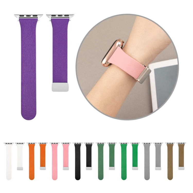 Sheepskin Texture Magnetic Folding Buckle Watch Band For Apple Watch 6 40mm(Purple) - Watch Bands by PMC TechLife | Online Shopping South Africa | PMC TechLife